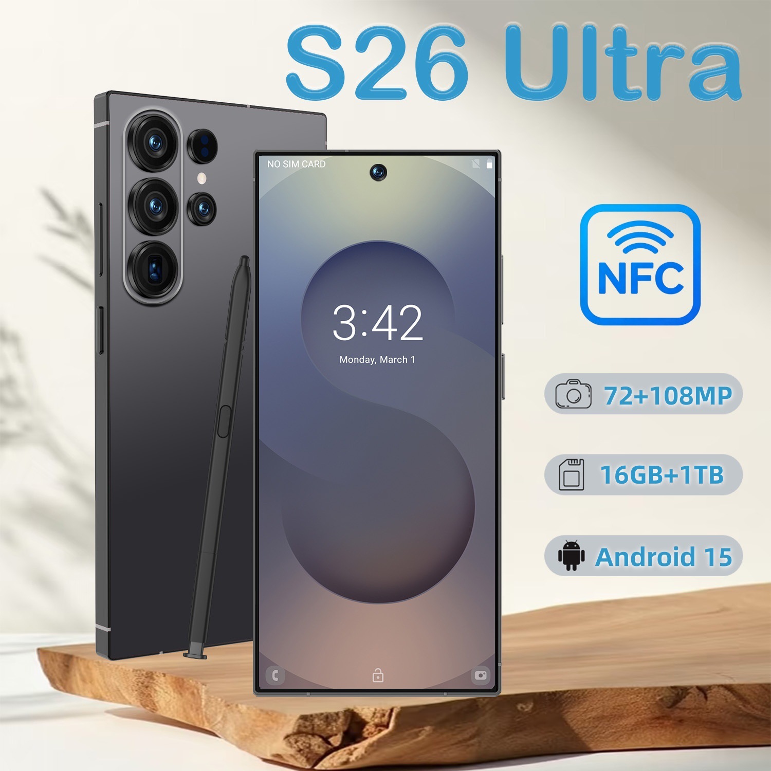 GUGO跨境智能手机S26 Ultra一体机NFC功能安卓手机真4G 6.9寸八核