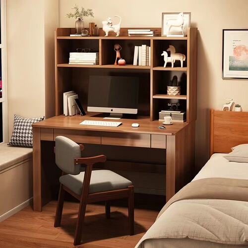 Desk and bookcase integrated table household simple computer table office desk and chair small apartment student bedroom study writing table
