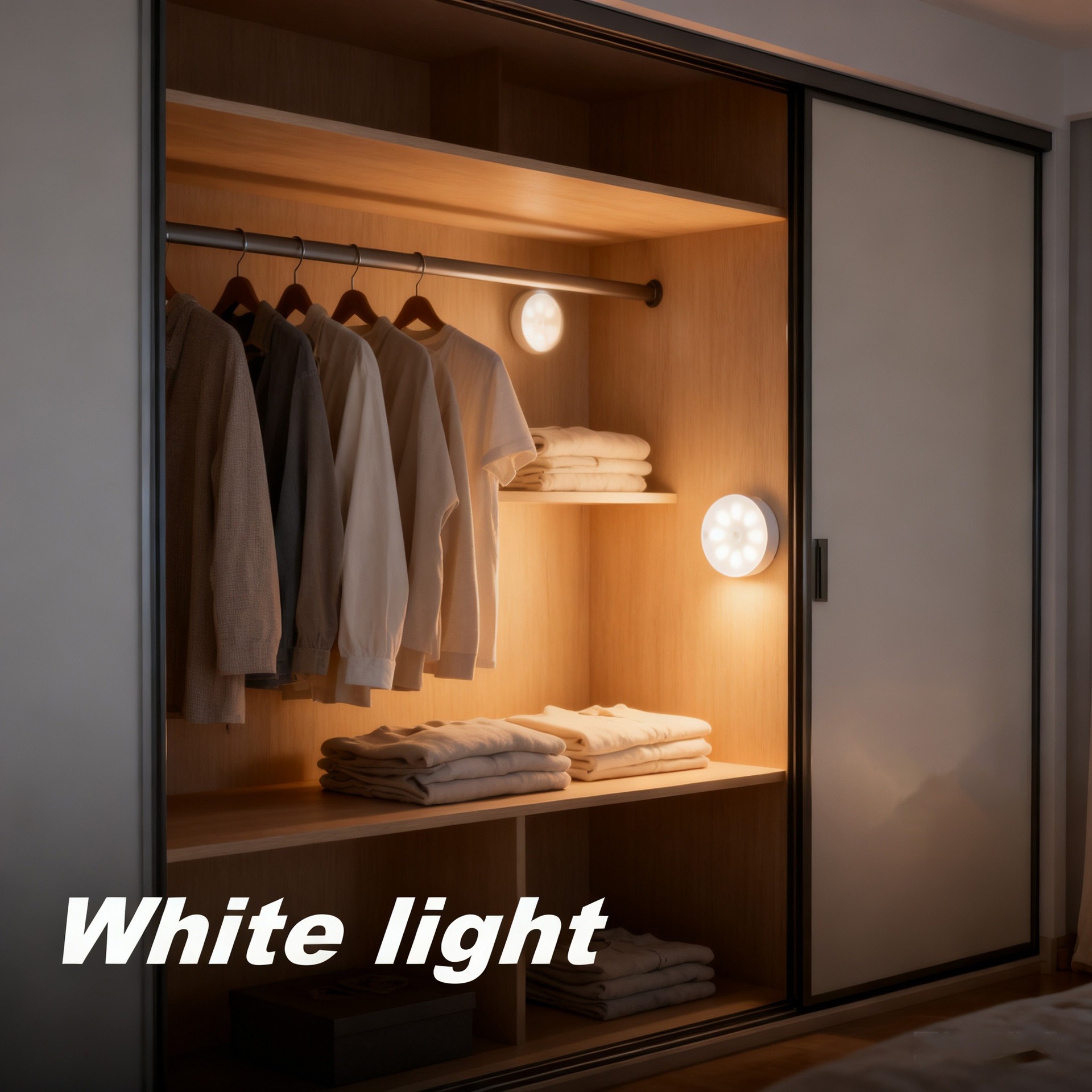 6 piezas de cabecera de cama redonda de inducción humana dormitorio armario lámpara de escritorio escalera automática de luz magnética de carga de luz