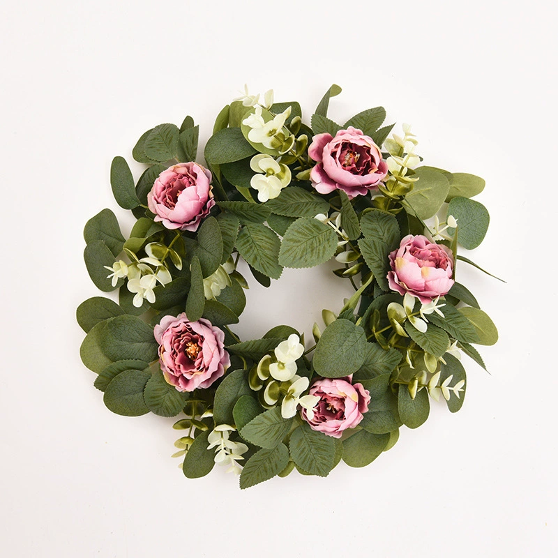 Wholesale wreath eucalyptus props cross-border door and window wreath home money grass ring hanging decoration manufacturer leaf simulation