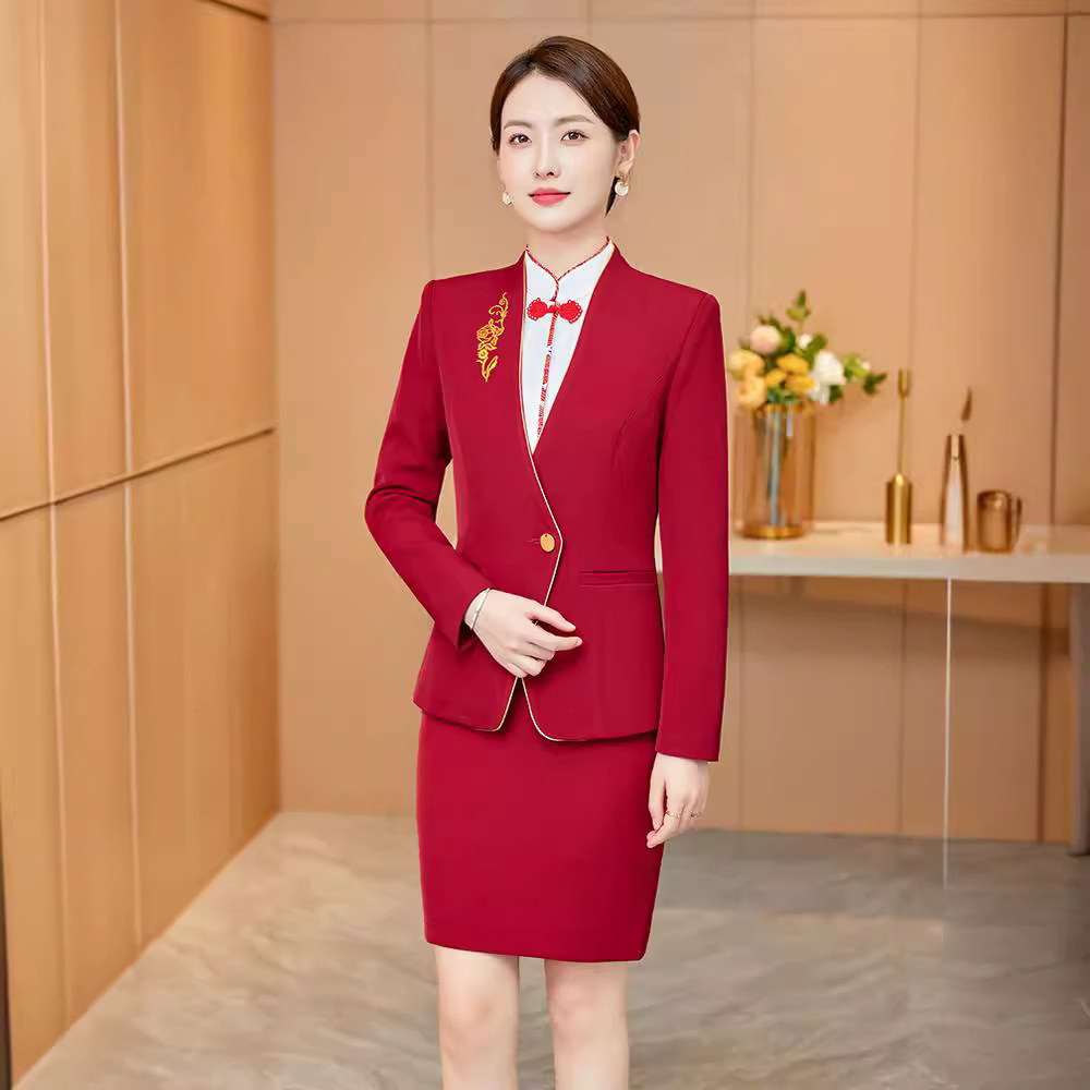 Stewardess Uniform Professional Suit suit Female 2024 Autumn and Winter Dress Hotel Front Desk Etiquette Reception Welcome Overalls