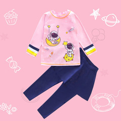 Women's Swimwear Manufacturer Wholesale Separate Long Sleeve Medium Child Swimwear Long Sleeve Sun Protection Beach Vacation Kids Swimwear