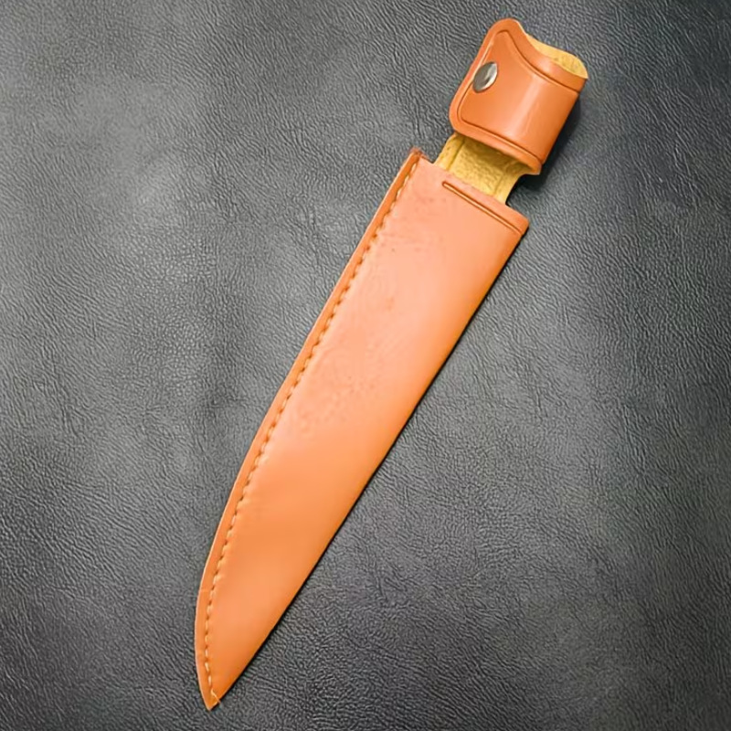 Cross-Border Vintage Pointed Knife Sheath, Finely Stitched Leather Pouch for Waist-Hanging Knives, Scratch-Resistant Protective Leather Sheath for Straight Knives and Long Knives