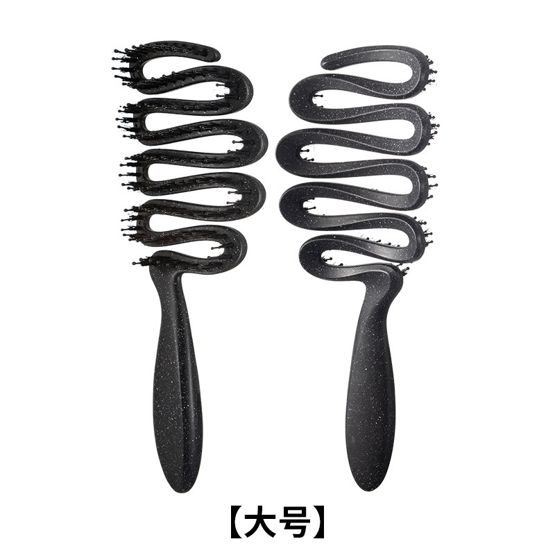 原创斑点彩带梳子高级喷砂工艺美发梳女生家用猪鬃毛顺发梳按摩梳|undefined