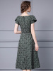 Zhili Summer One line Neck Dress， Light Mature Luxury and Elegant Charm Belt， Waistband， Leaf Embroidery， A-line Large S