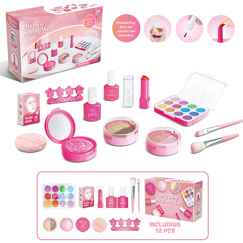 Navidad infantil imitación de sombras de ojos maquillaje juguetes de maquillaje para niñas en el hogar no borrable princesa maquillaje cubierta