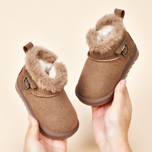 Sheepskin fur snow boots children's winter New boys' shoes girls' waterproof non-slip thick cotton shoes
