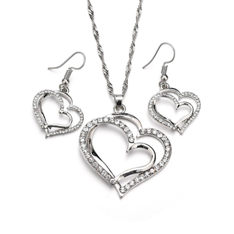 Glam Heart Shape Alloy Plating Rhinestones Women's Bracelets Earrings Necklace display picture 3