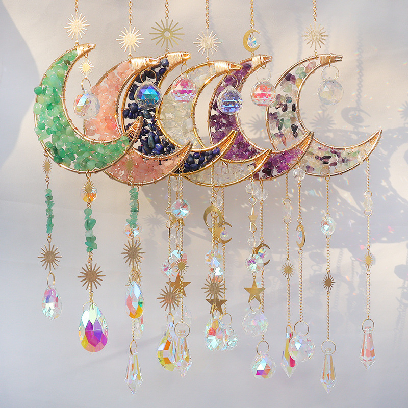 134g Weight Simple Style Classic Style Geometric Star Moon Crystal Metal Suncatcher Wind Chime Wall Art