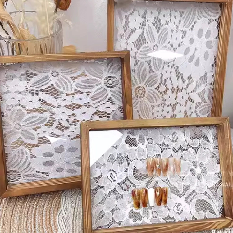 Vintage encaje pantalla tablero foto apoyos madera foto marco trabajo muestra uñas arte rhinestone acrílico pantalla caja de madera
