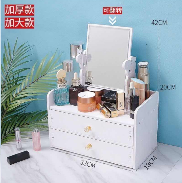 Espejo de maquillaje espejo portátil chica Internet celebridad escritorio vestidor espejo estudiante dormitorio tocador simple espejo con caja de almacenamiento