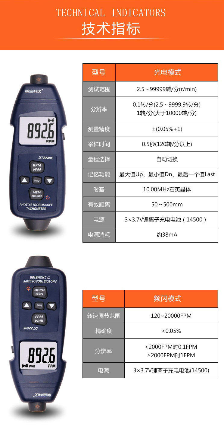 Xinbao Speed Stroboscope Sm6240C Motor Fan Speed Test Dual-Purpose Dt2236E 2234E 2240E
