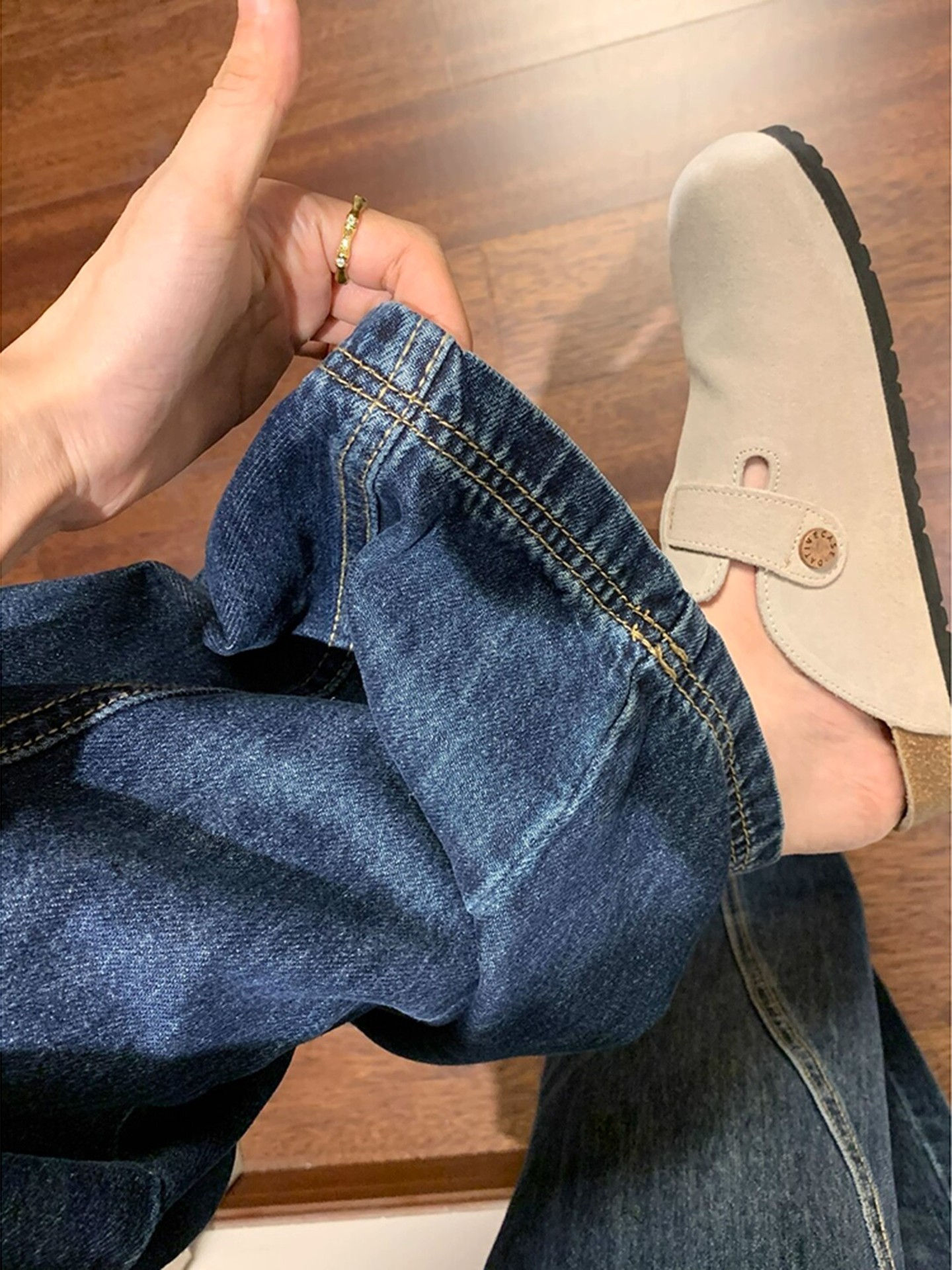 Women's High-Waisted Wide Leg Jeans Retro High Street Style Slimming Draped Versatile Floor-Length Pants For Spring Autumn_ecoleips.com