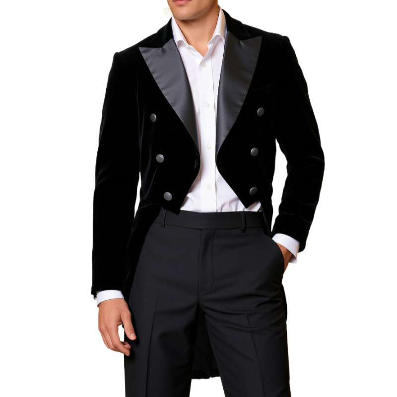 2025 Cross-Border New Men's Casual Velvet Suit Tuxedo Men's Banquet Suit Stage Performance Dress Jacket