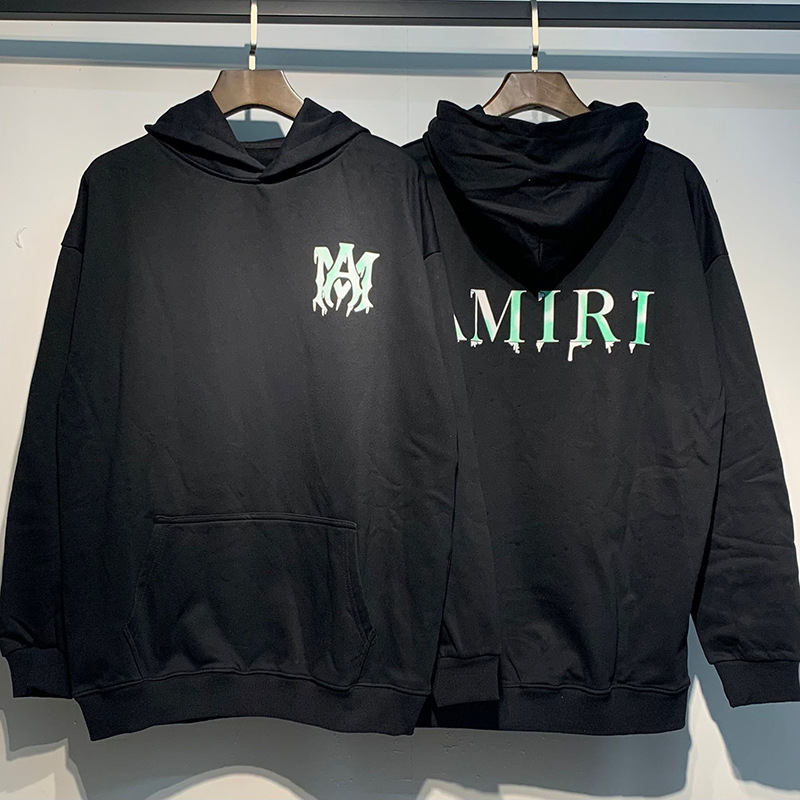 アメリカンストリート Amiri ニッチハイストリート男性と女性のカップルソリッドカラーコットンプリントプルオーバースウェットシャツレトロパーカー|undefined