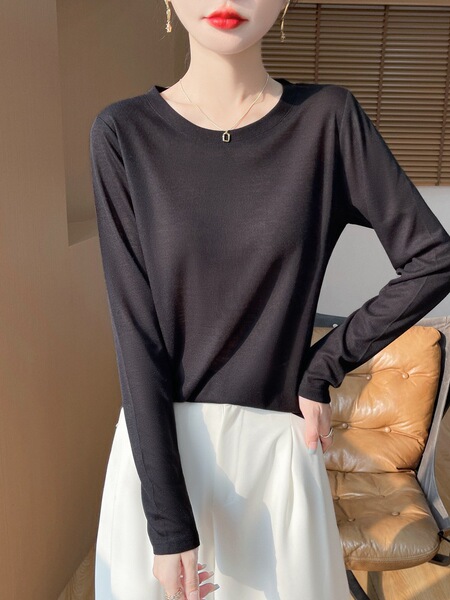 summer knitted sweater with a round collar