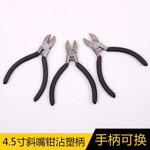 Hardware tools 4.5 inch plastic handle diagonal nose pliers flat nose pliers jewelry industrial grade diagonal pliers wholesale