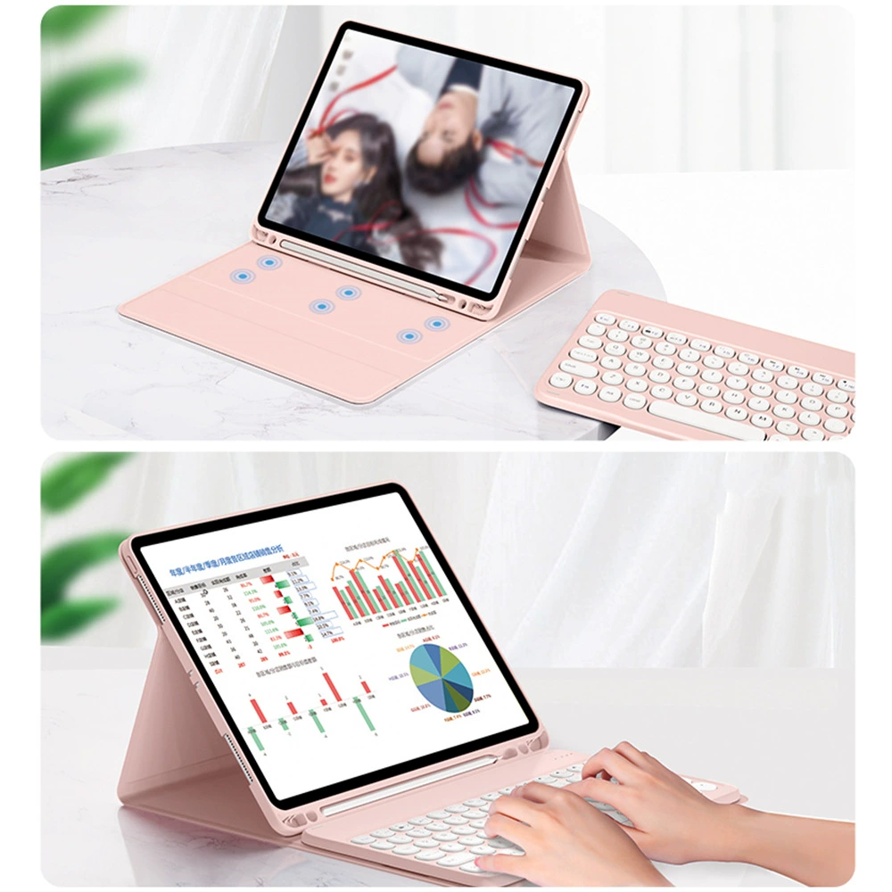 Чехол-накладка для iPad 10-го поколения 10.9 с защитой, круглыми клавишами Bluetooth-клавиатура 10.2, мягкий силиконовый ремешок, кожаный футляр