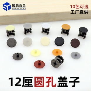 Shengyuan Wholesale 12mm Round Hole Cover Three-In-One Cap Plastic Decorative Round Hole Cover for Wardrobe Cabinet Eccentric Wheel Screw Cover
