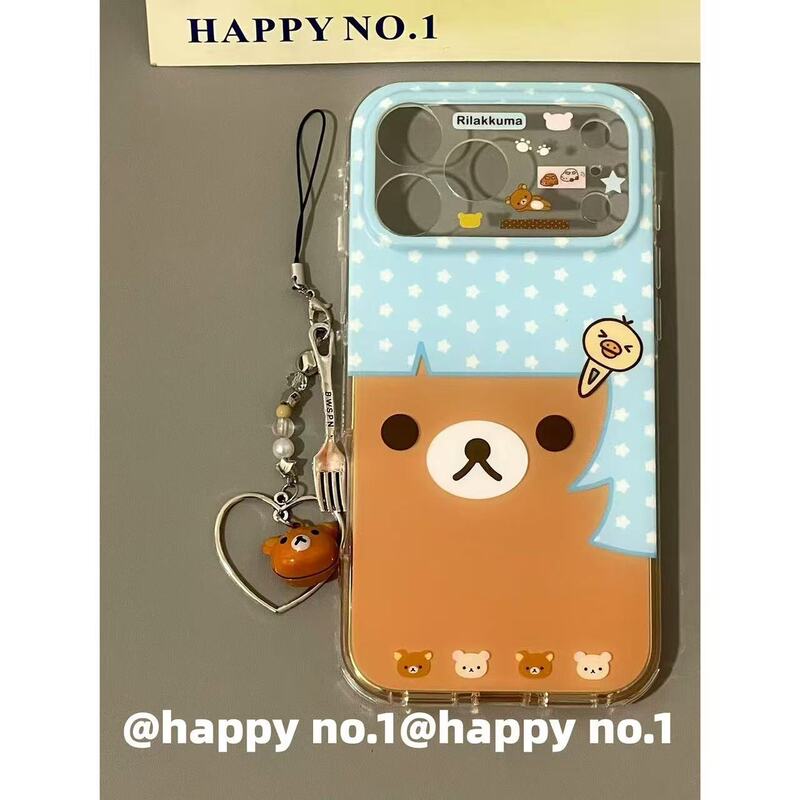 Cute Blue Star Bangs Rilakkuma Suitable for Apple iPhone Phone Case Anti-Fall Double Layer 16 Girl Waterproof Cute Blue Star Bangs Rilakkuma Suitable for Apple iPhone Phone Case Anti-Fall Double Layer 16 Girl Waterproof