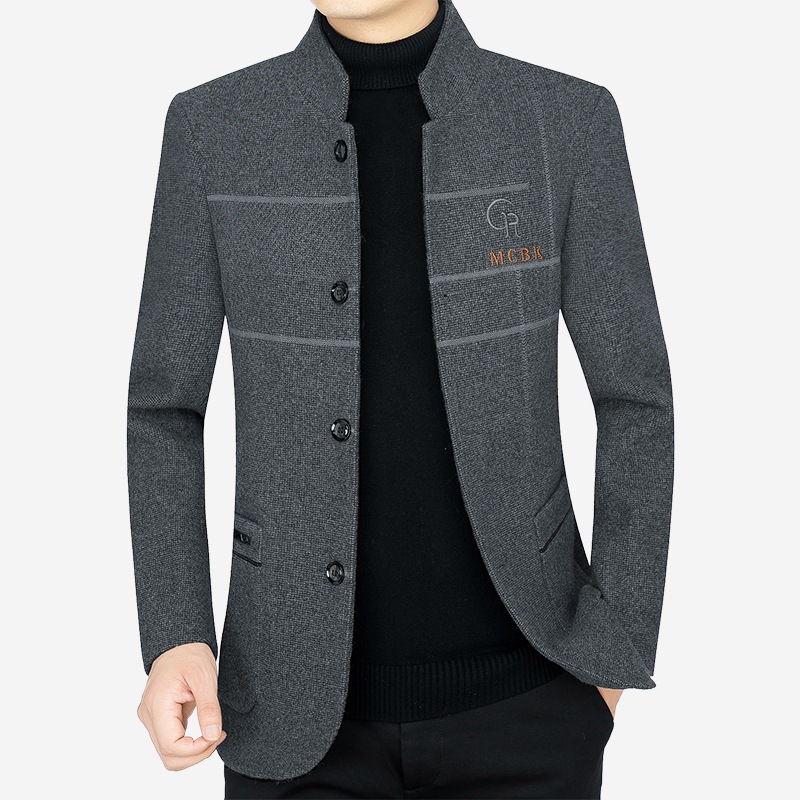Chaqueta de lana engrosada para hombres de mediana edad 2023 chaqueta de lana para papá informal de negocios de otoño e invierno
