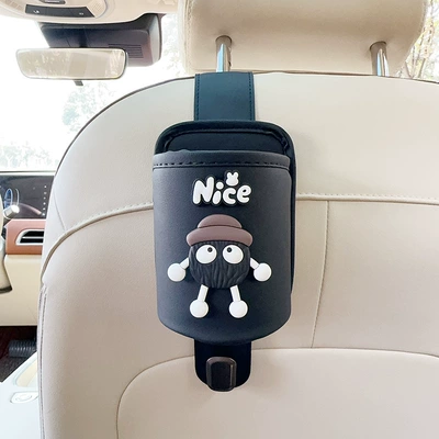 Hook Car Rear Multi-Functional Beverage Car cup holder/beverage holder - black-leather-water-cup-holder-with-hook-black-happy-coal