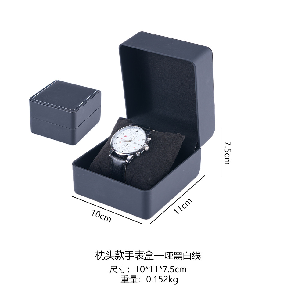 Cross-Border Pu High-End Watch Box, Black Double Watch Case Storage Box, Leather Flip-Top Watch Packaging Box, Wholesale in Stock