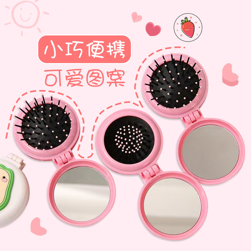 De dibujos animados integrado mini peine plegable cojín de aire peine portátil chica abrigo de aire masaje peine macaron peine venta al por mayor