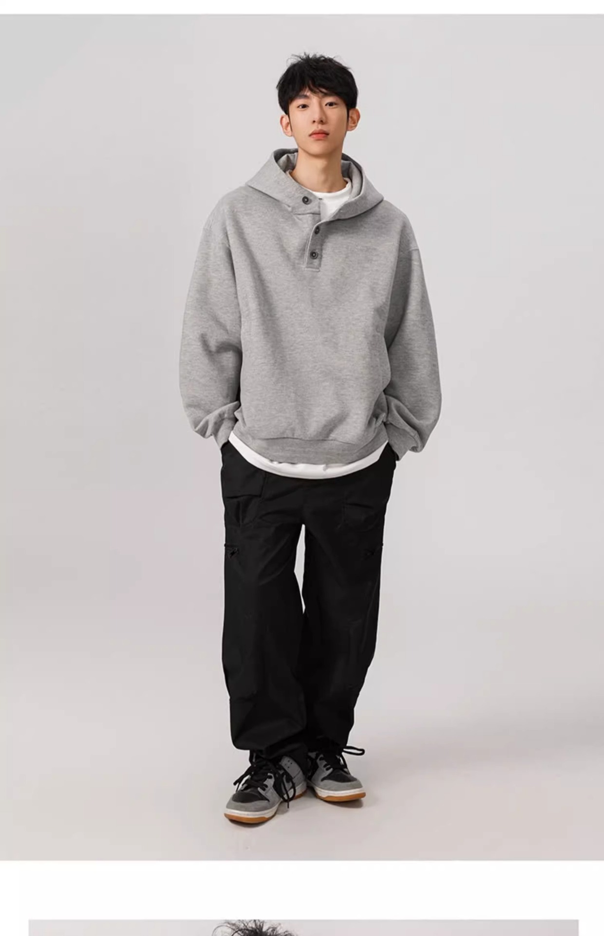 Felpa con cappuccio unisex in stile Hong Kong – Stile streetwear oversize con bottoni (M-3XL, 2 colori)_voghion.com