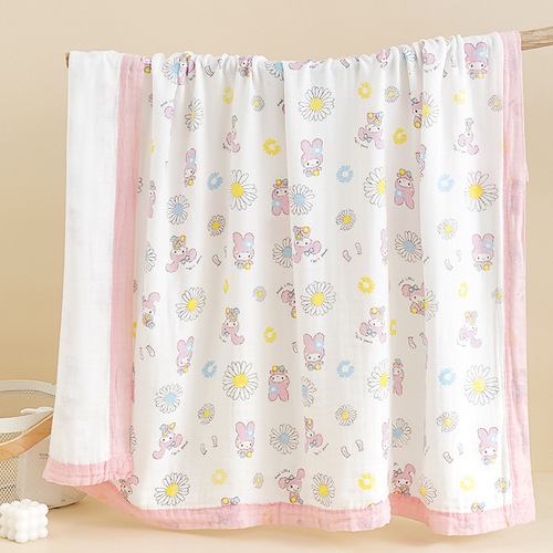 Factory wholesale baby bamboo cotton swaddle four-layer gauze bath towel combed cotton edging children's blanket baby towel blanket quilt