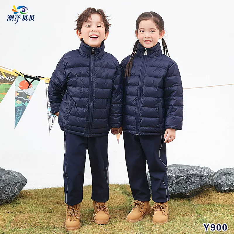 Uniform for elementary school students, winter children's light and thin keep warm down jacket for boys, for secondary school