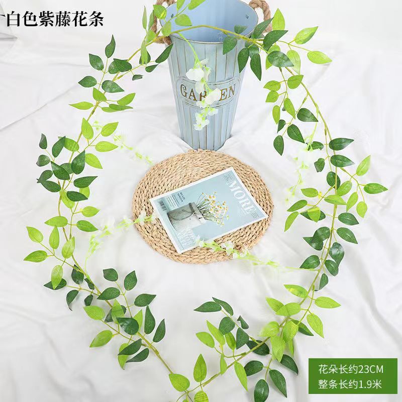 紫藤花造花藤条装飾花巻き吊り花プラスチック花藤蔓串花植物パイプは花を遮る|undefined