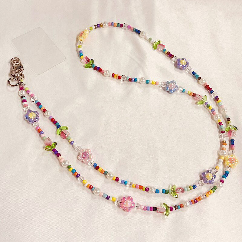 Phone Lanyard Crossbody Dopamine Girl Long Colorful Tulip Flower Phone Bag Pendant Pendant