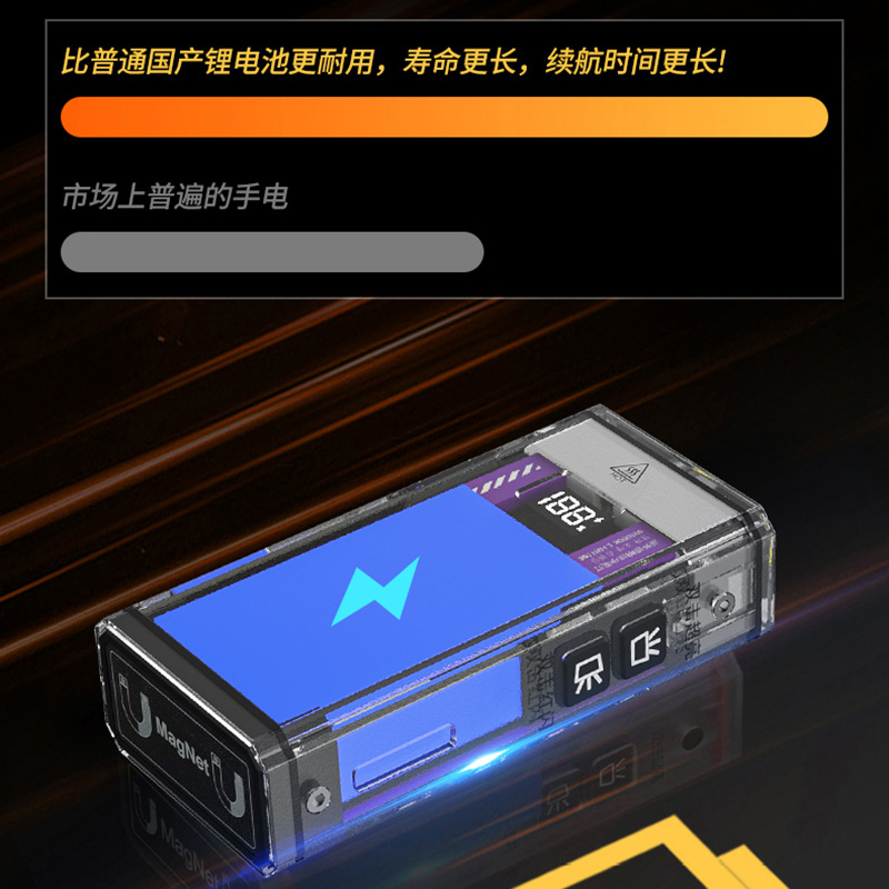 La nueva linterna de luz brillante de la caja del tesoro de la luz de la luna se puede recargar, duración de la batería de larga duración, mini linterna portátil de luz de largo alcance