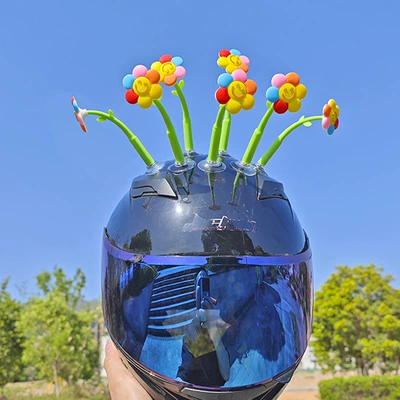 Motosiklet dəbilqələri Sunflower Decoration Electric Vehicle - new-enhanced-sunflower-5-flowers