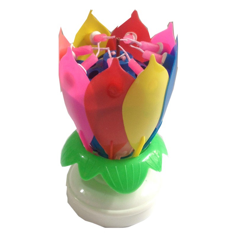 Exportar la floración de la vela de la música de cumpleaños 14 velas vela increíble vela de doble capa de la torta giratoria