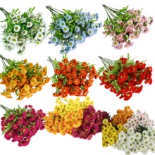 假花仿真花束塑料雏菊玫瑰牵牛绢布干花花坛栅栏小把插花田园装饰
