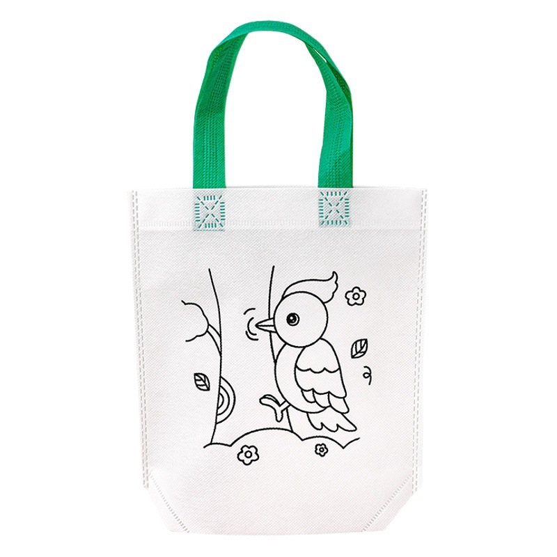 Bolso de graffiti no tejido de bricolaje hecho a mano para niños bolso de tela portátil de relleno de color pintado a mano de estudiante bolsa de regalo de pintura de dibujos animados