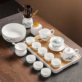 办公室茶盘盖碗带大气新款轻奢2025中国风茶具套装年轻人