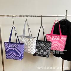 2025跨境热门女士包包bags休闲简约鲨鱼包大容量购物袋美式托特包