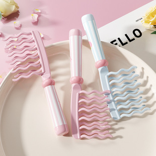 Double-Row Wavy Tooth Curling Comb Handle Scalp Massage Comb Fluffy Combing Barber Shop Anti-Static Curling Styling Comb