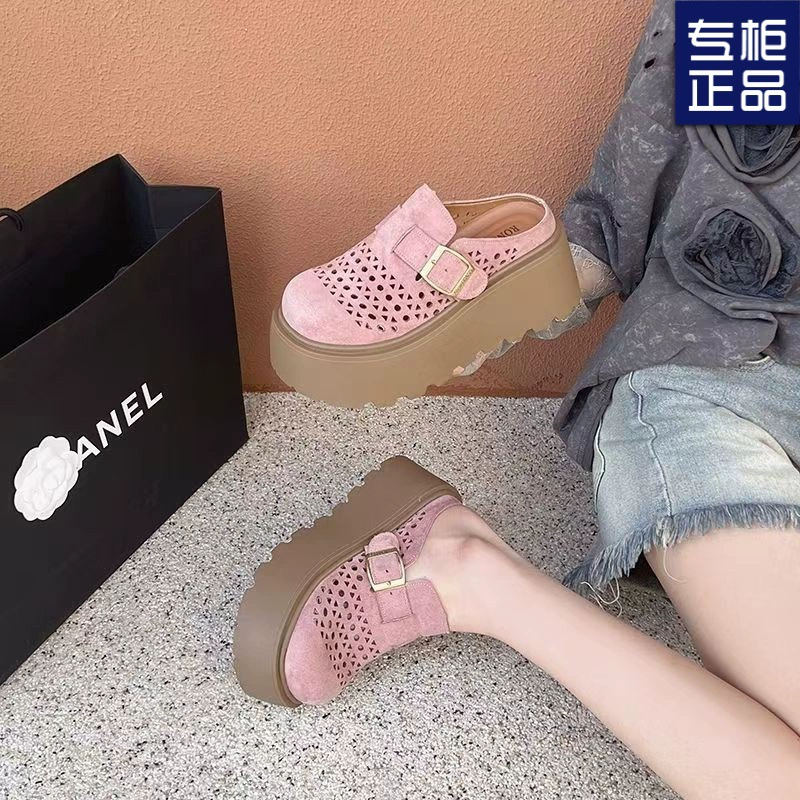 Популярные женские сандалии Birkenstock на толстой подошве с внутренним увеличением роста, лето 2025, для улицы, с открытым носком, полусабо