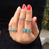 Retro turquoise ring with stone, set, European style