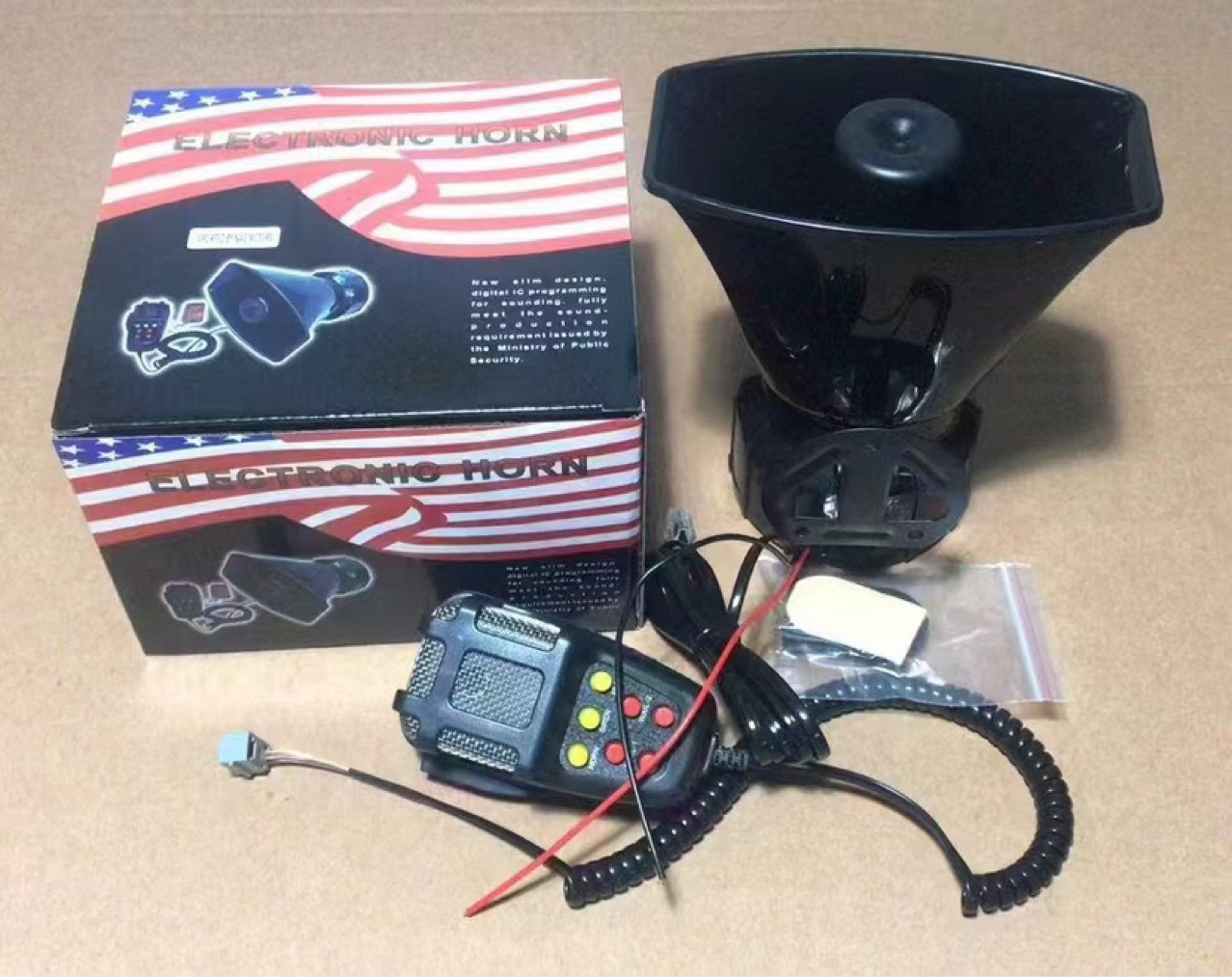 Cross-Border Car Alarm Horn Square Mouth 7-Tone Alarm 12V with Loudspeaker Factory Direct Sale