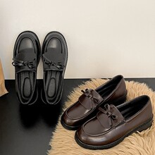 棕色复古百搭厚底小皮鞋女2025新款春秋外穿软底增高休闲乐福单鞋