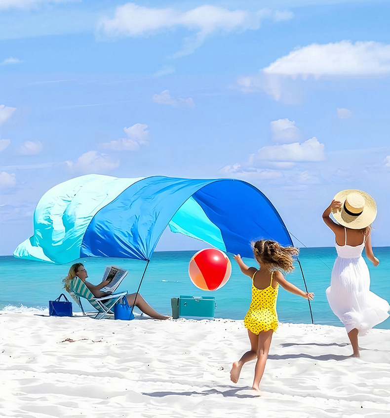Outdoor Products Beach Canopy Wind-Powered Seaside Canopy Portable Sunshade Lightweight Quick-Open Beach Tent