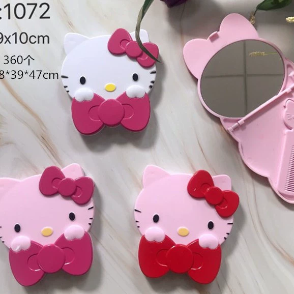 "Foldable Cartoon Handheld Mirror, Kitten Print Compact Mirror with Comb, 13.5×12.5 cm" -> "Складное карманное зеркальце с мультяшным принтом котёнка и расческой, компактное зеркало 13,5×12,5 см"
