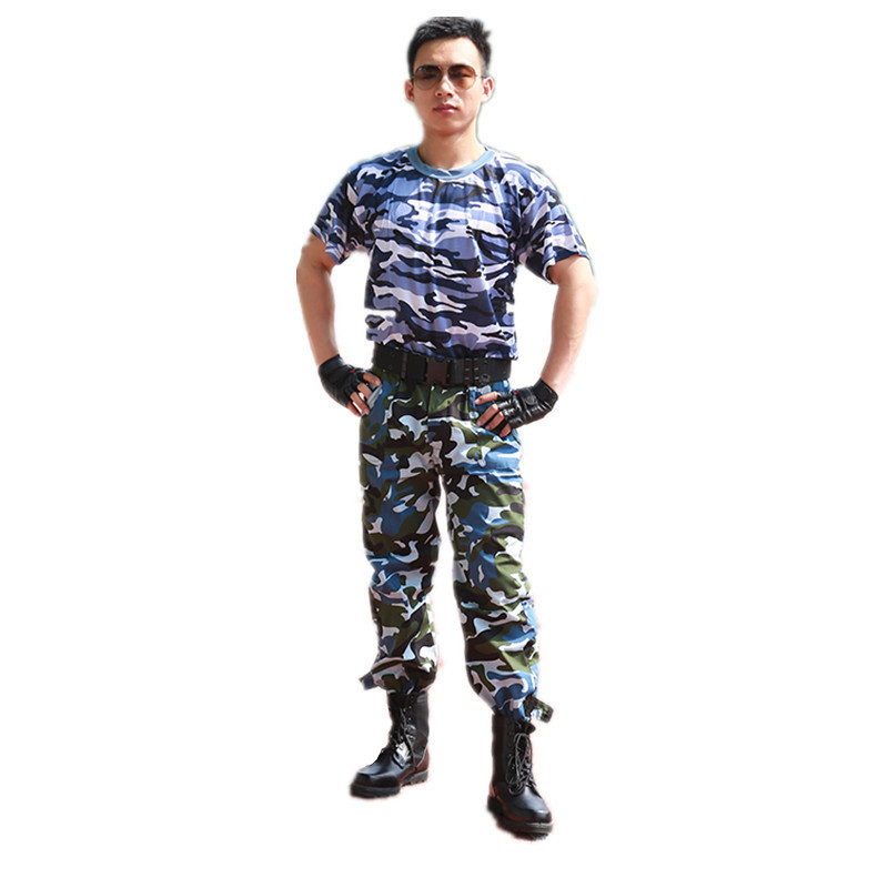 Military Training Uniform Camouflage Suit for High School and College Male Students, T-Shirt Short-Sleeve Top and Pants, Sea Soul Jungle Style, Summer Thin Version Military Training Uniform Camouflage Suit for High School and College Male Students, T-Shirt Short-Sleeve Top and Pants, Sea Soul Jungle Style, Summer Thin Version