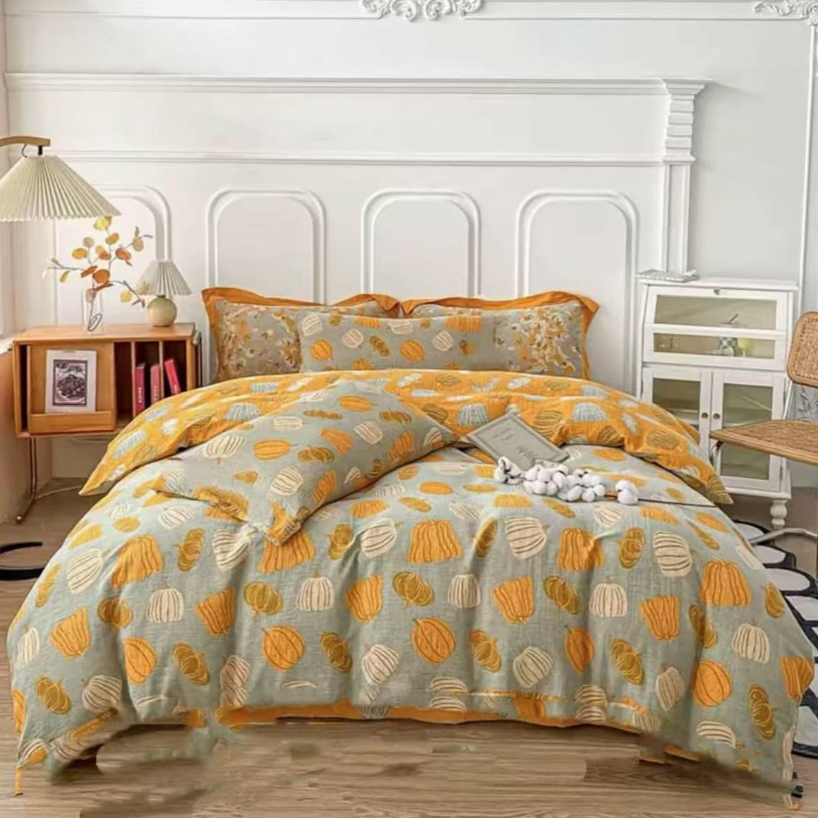 Kit de hilo de doble capa de lavado aeróbico con agua, conjunto de cuatro piezas para dormitorios estudiantiles, conjunto de tres piezas en la cama lavable a máquina para cuatro estaciones