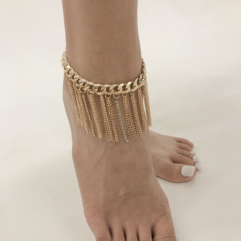 Nihaojewelry Wholesale Jewelry Retro Claw Chain Tassel Thick Chain Alloy Anklet display picture 15